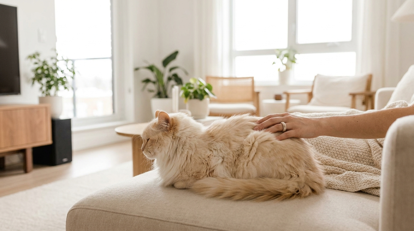 Well-groomed longhair cat in a bright clean home — Grooming & Cleanup by Kittle & Co